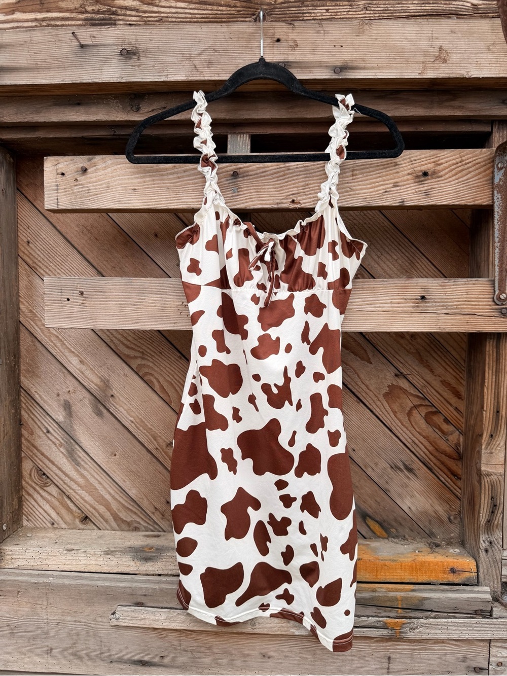Cow Print Mini Dress - Brown & Cream
